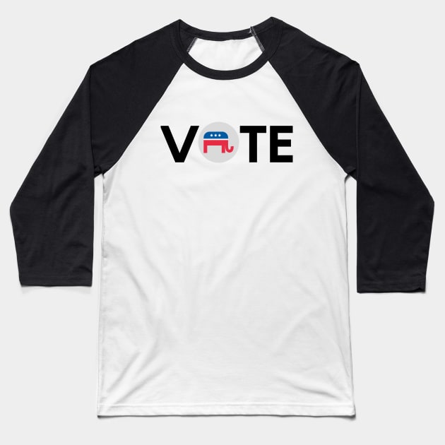 Vote Republican - Black Text Baseball T-Shirt by Rebekah Thompson